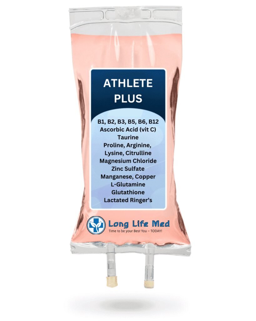 IV Therapy for athletes and active individuals in Las Vegas: Restore hydration, enhance recovery, and optimize performance with amino acids, zinc, and B-complex.