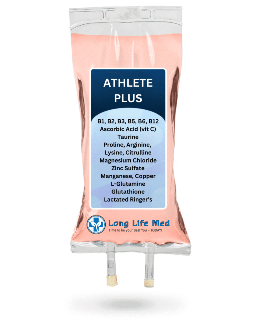 IV Therapy for athletes and active individuals in Las Vegas: Restore hydration, enhance recovery, and optimize performance with amino acids, zinc, and B-complex.