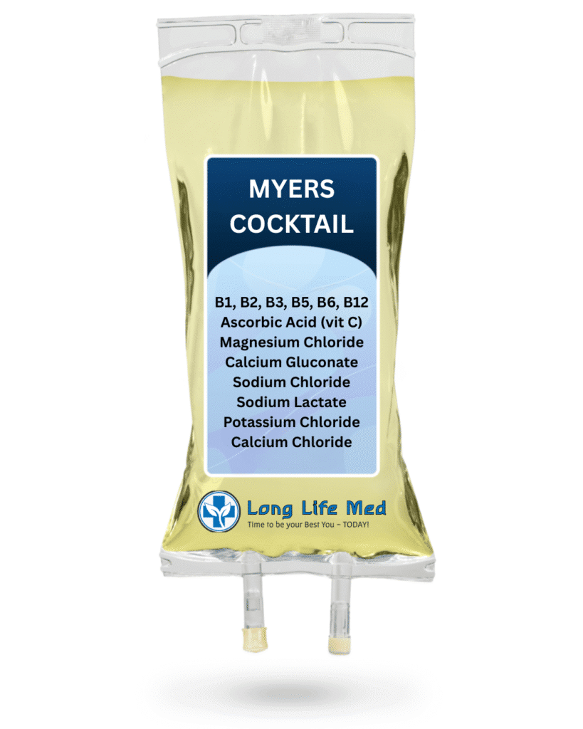 Myers Cocktail IV Bag with B-complex, Magnesium, and Vitamin C from Long Life Med – Replenish, Recharge, Recover
