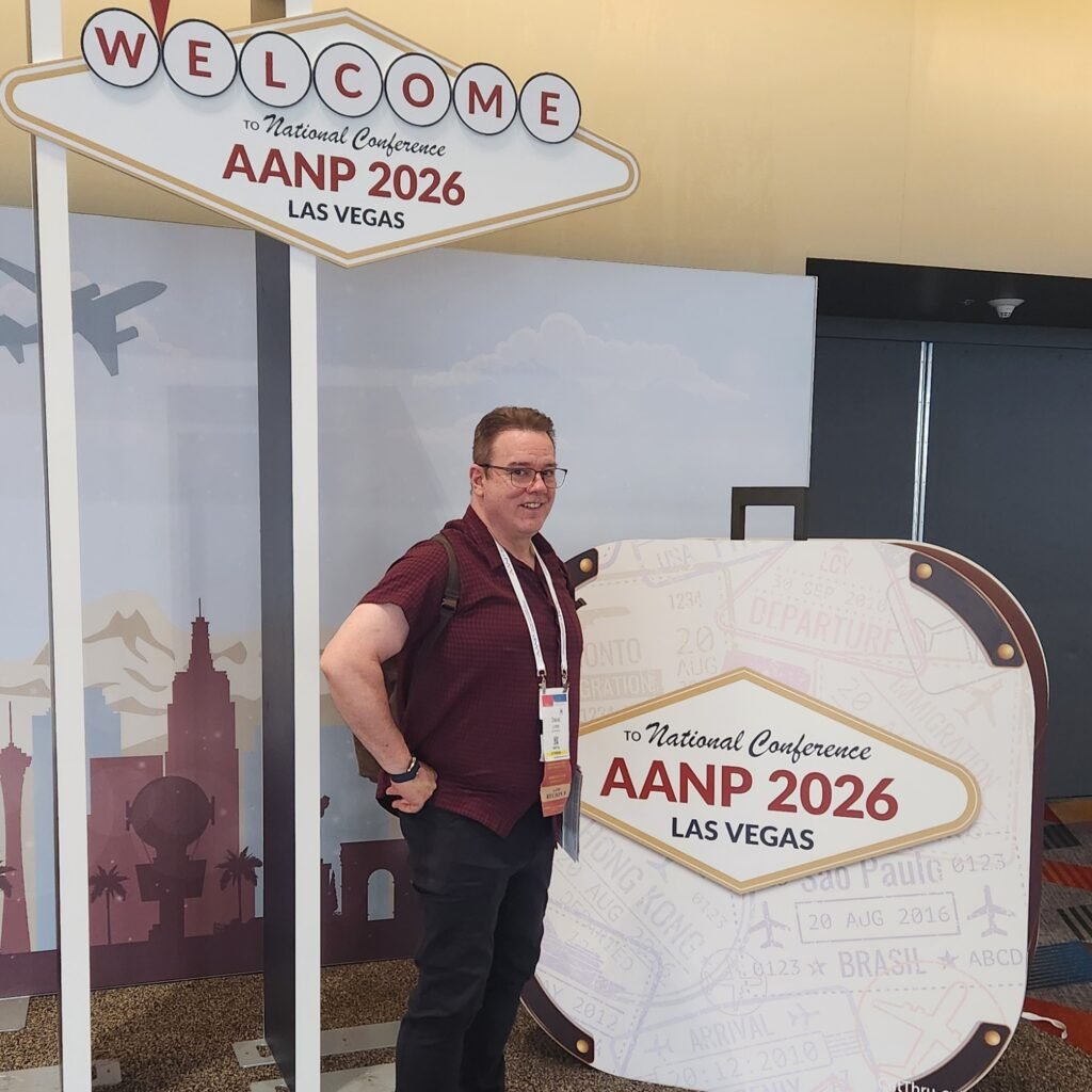 David from Long Life Med at the AANP 2026 National Conference in Las Vegas, highlighting continuing medical education, lifelong learning, and staying current with healthcare research for patients in Las Vegas and Henderson.